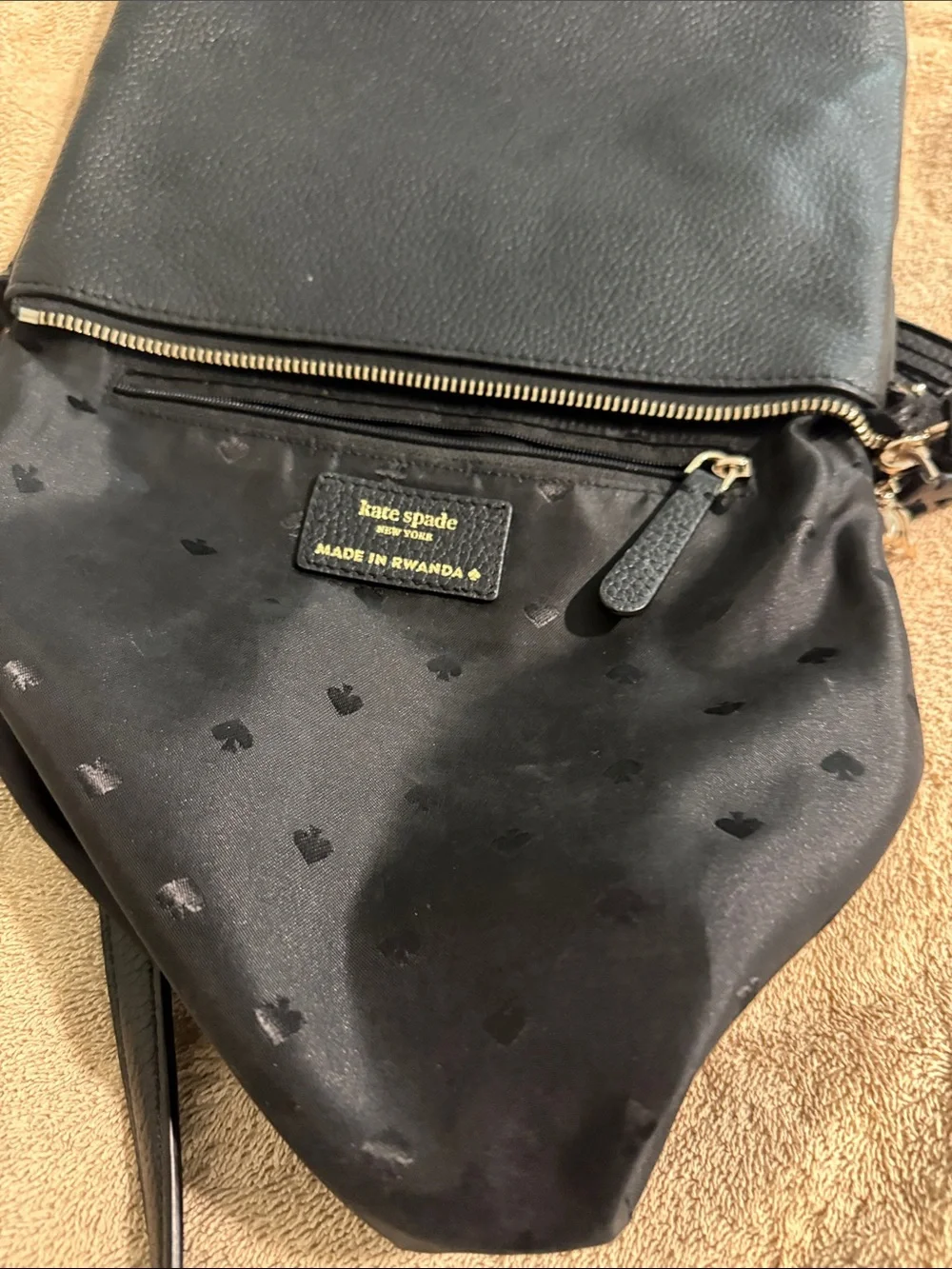 kate spade Black Pebbled Leather Crossbody with Tassel Accent